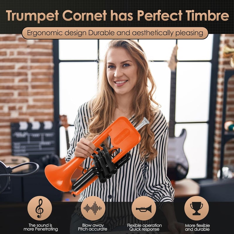 PAMPET SEA LION Professional Plastic Bb Trumpet Set for Student Beginner (Orange) - Image 5